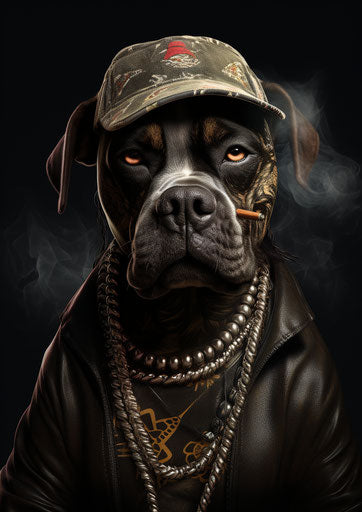 Smoking dog tattoo caricature steelpunk piratepunk 5:7