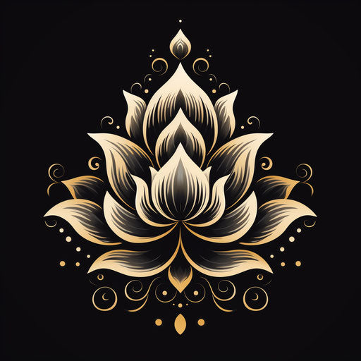 Black and white lotus symbol in Indian traditional style