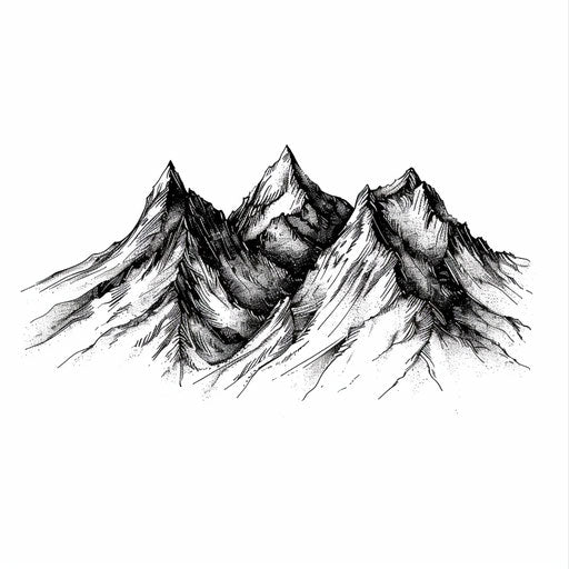 Minimalist black ink mountain range tattoo design
