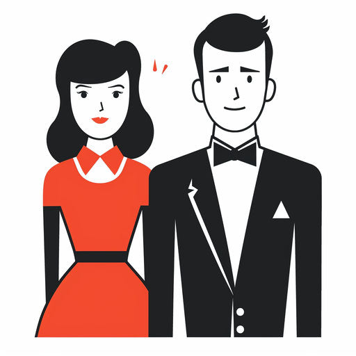 Wedding symbols with male and female icons