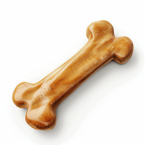 Realistic dog bone clipart on flat white background