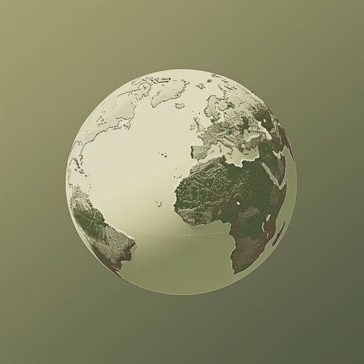 Realistic globe on flat olive background