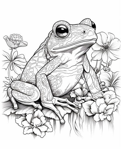 Colorable frog, tangled nests style, light pink