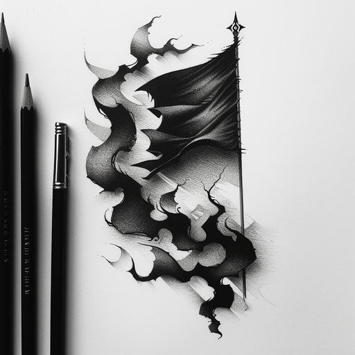 Black flag transforming into mysterious mist