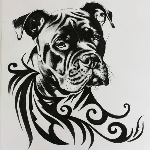 Tribal pitbull tattoo design with black lines and patterns