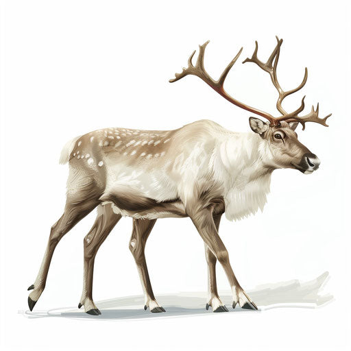 Realistic reindeer illustration on white background, dynamic shadows