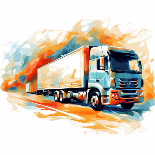 Truck clipart in Impressionistic Art style, on white background