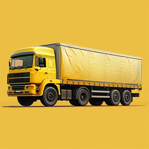Truck clipart in a photo-realistic style on a flat chartreuse background