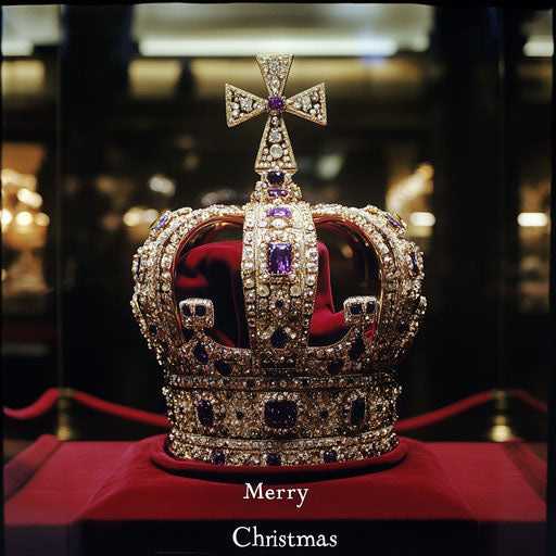 Sparkling royal crown with 'Merry Christmas' in jewels
