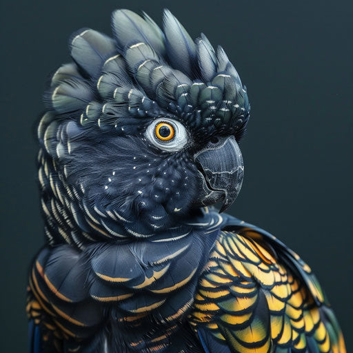 Yellow-tailed black cockatoo with a curious expression