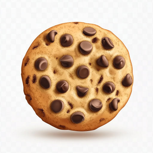 3D chocolate chip cookie on flat white background