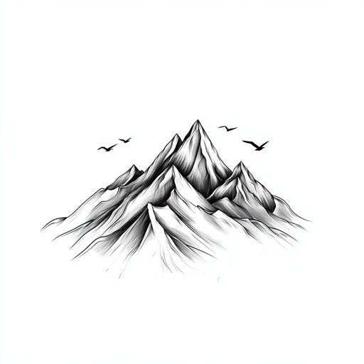 Minimalist mountain peak tattoo sketch on male neck