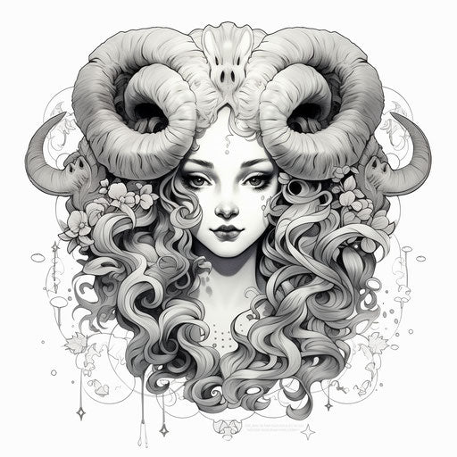 Aries zodiac sign tattoo isolated on white