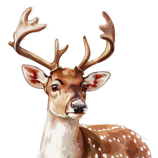 Photo realistic Rudolph clipart with flat white background
