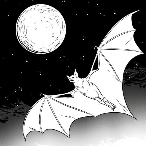 Bat Flying under the Full Moon
