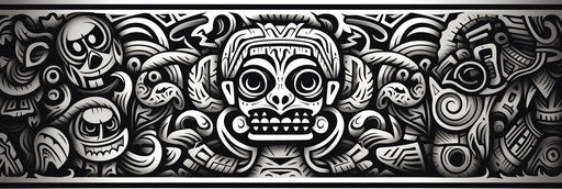Black and white tribal pattern, chicano-inspired style