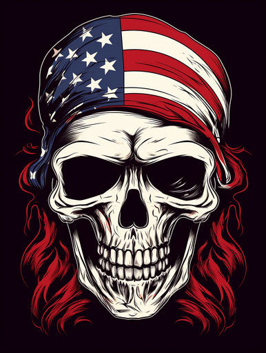 Skull in bandana with American flag in stencil style