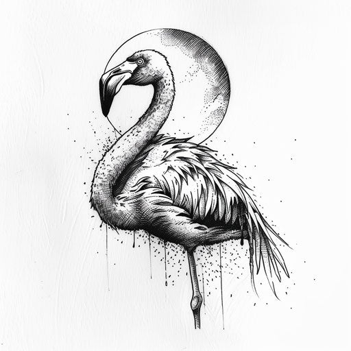 Hand-drawn sketch style flamingo tattoo design