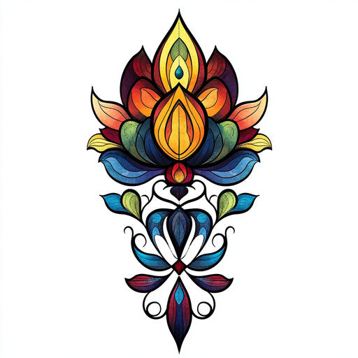 Colorful stained glass effect wrist tattoo designs