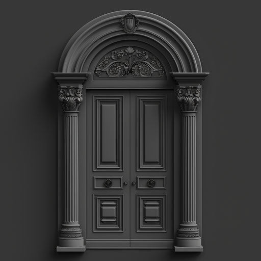 Door clipart in realistic style on dark background