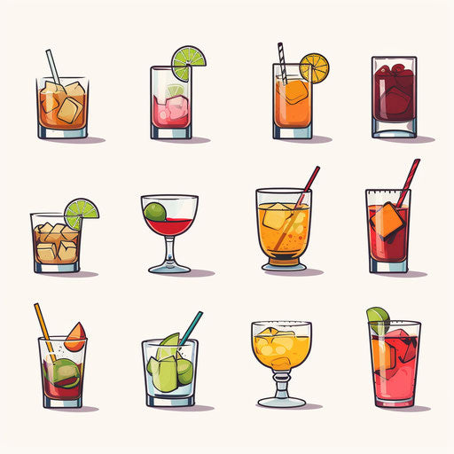 Minimalist style drinks illustration, on a white background
