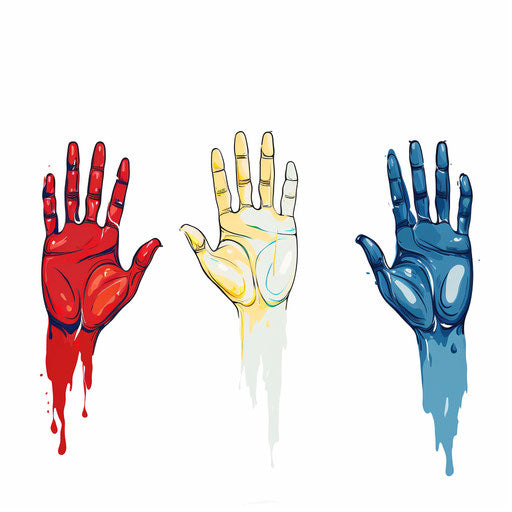 Minimalist style hands clip art on white background