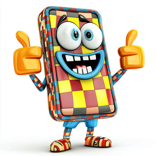 Humorous caricature of a mobile phone clipart with human characteristics