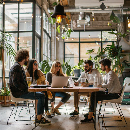 Entrepreneurs brainstorming in a co-working space