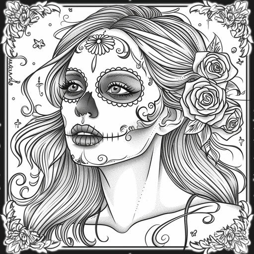 Day of the Dead woman with a sugar skull face