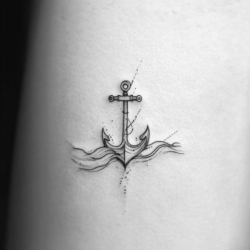Cool small tattoos for men with anchor and wave