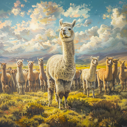 An alpaca guarding its herd