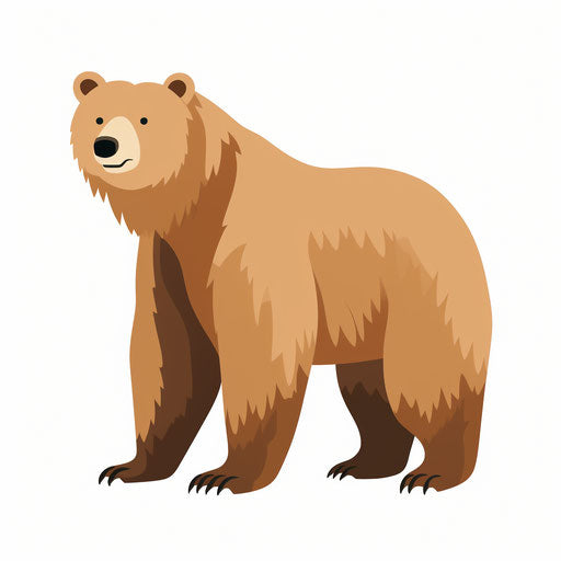Brown bear in Minimalist style on white background