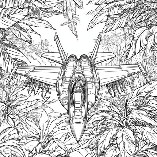 Fighter jet with detailed natural elements