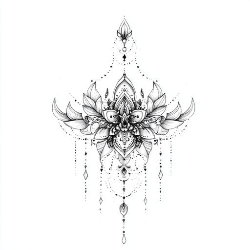 Flat tattoo design: intricate mandala linework