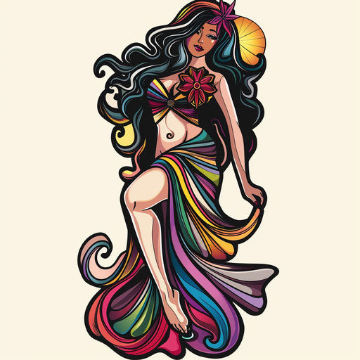Artistic flat tattoo sketch of the goddess Venus