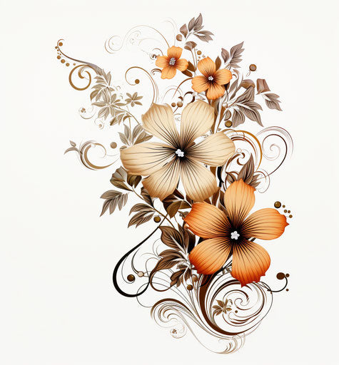 Flowers with swirls vector, intricate pen style inspired by Goa