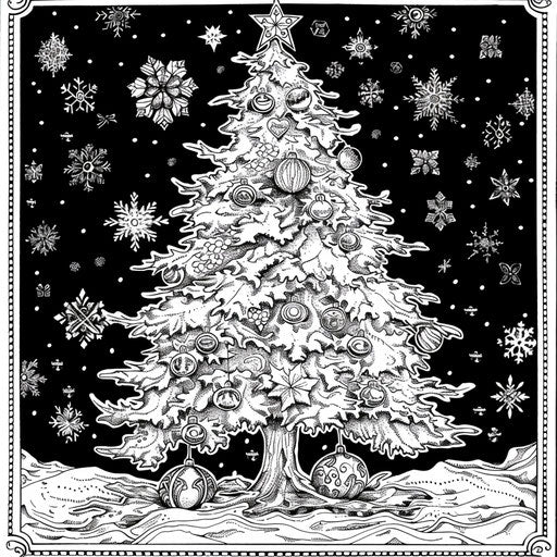 Ornate Christmas tree with jewel ornaments in the style of Raqib Shaw