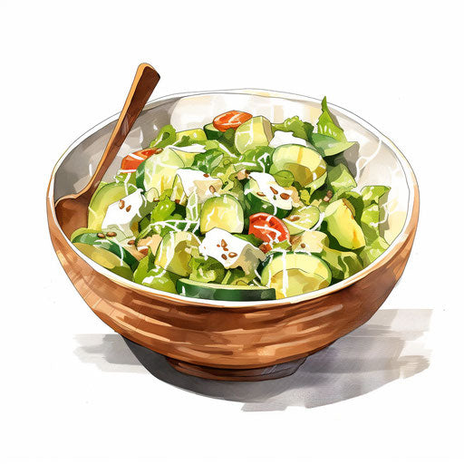 Salad clipart in the style of Chiaroscuro Art, on a white background