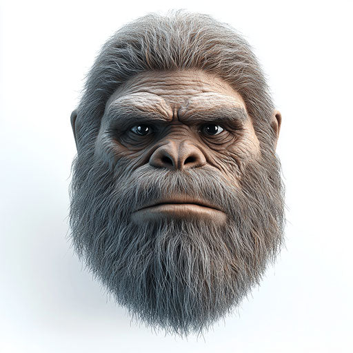 3D bigfoot in photo realistic style on flat white background