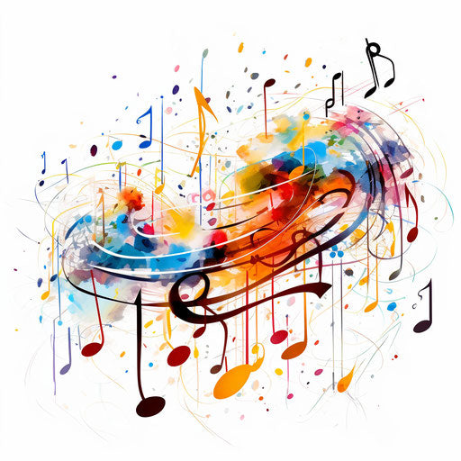 Musical notes artwork in the style of Impressionistic Art