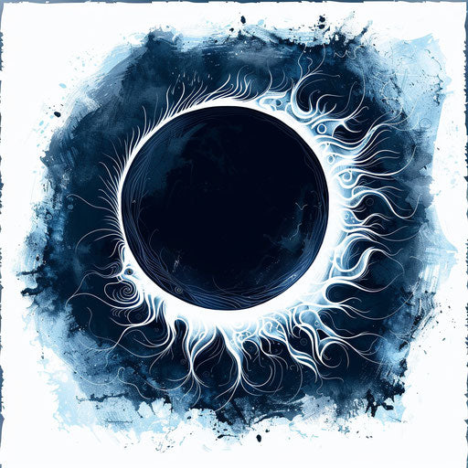 Colorful sketch of a total solar eclipse with corona effect