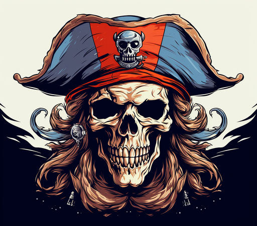 Pirate skull and flag vector, in the style of 8k, bold outlines, heavy shading