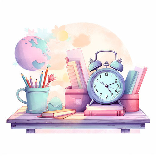 Homework clipart in the style of Pastel Colors Art, on a white background