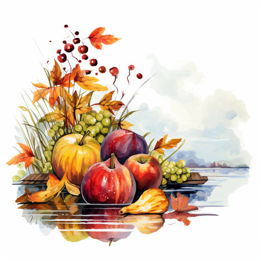September illustration in the style of Oil painting, on white background