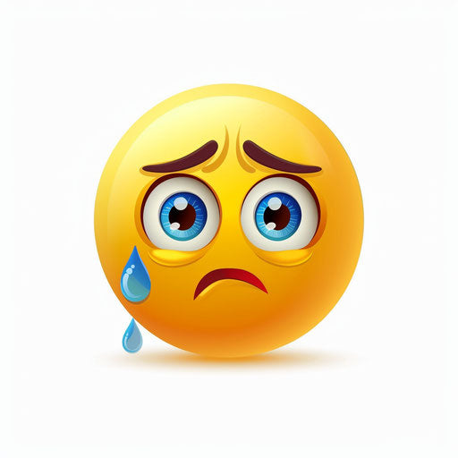 Sad face with open mouth, frowning eyes and tear