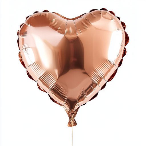 3D heart balloon on flat white background, isolated clipart