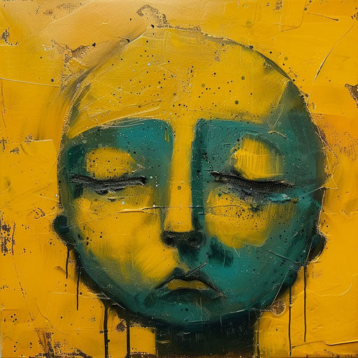 Dark yellow and light emerald sad emotion