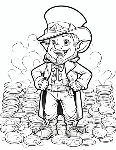 Coloring pages featuring a lizard person with coins