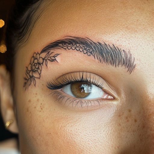 Brown tattoo with traditional shading and a vintage touch