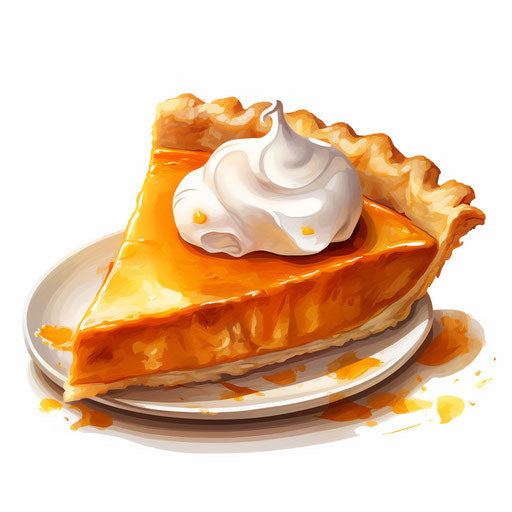 Pumpkin pie in the style of oil painting on white background